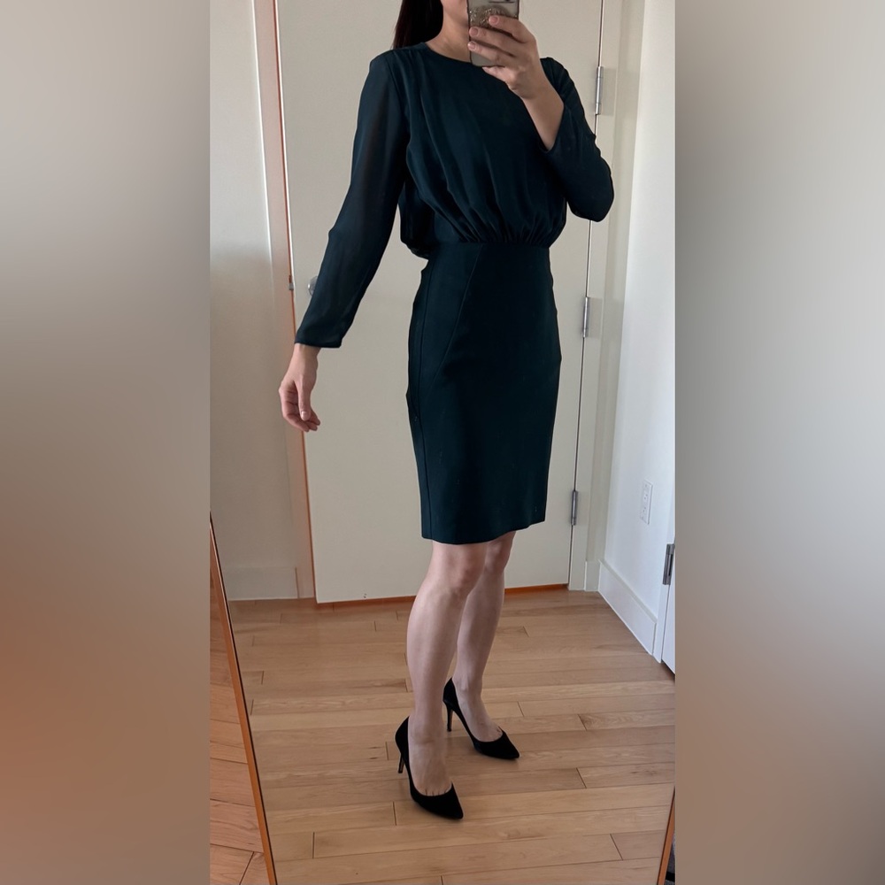 NWT Reiss LORNA Long Sleeve Dress - Deep Emerald (UK 4 / US 0) - Picture 2 of 7